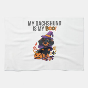 Dachshund Halloween Costume My Dachshund is My Bo Kitchen Towel