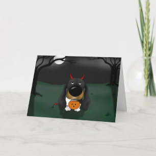 Dachshund Halloween Devil Card