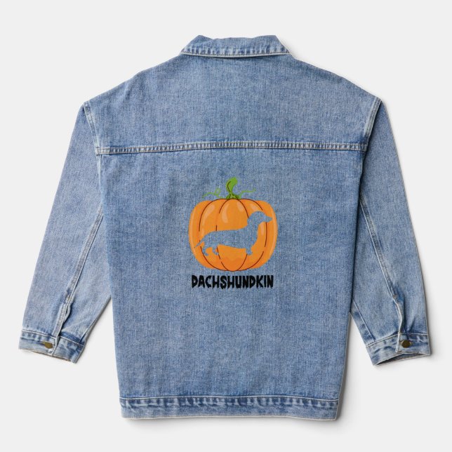 Dachshund Halloween Dog Denim Jacket (Back)