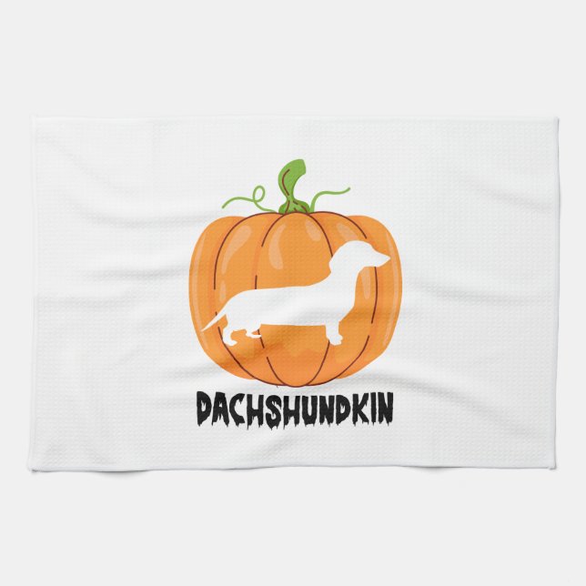 Dachshund Halloween Dog Kitchen Towel (Horizontal)