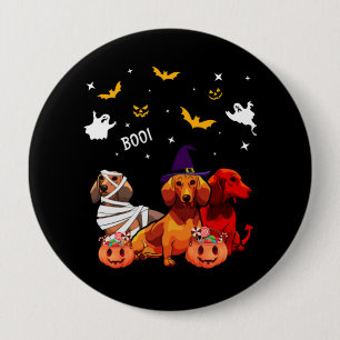 Dachshund Halloween Dog Lover 4 Inch Round Button