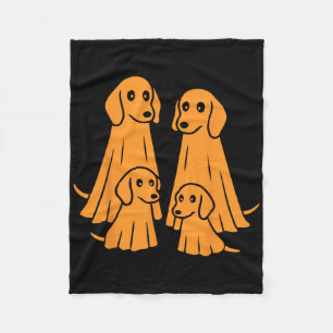 Dachshund Halloween Ghost Family Funny Dog Lover Fleece Blanket