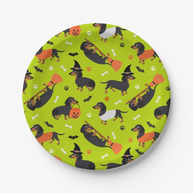 Dachshund Halloween Paper Plate (Front)