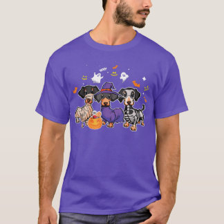 Dachshund Halloween Pumpkin Spooky Mummy Skeleton T-Shirt
