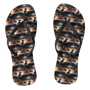 Dachshund Halloween Scary Flip Flops