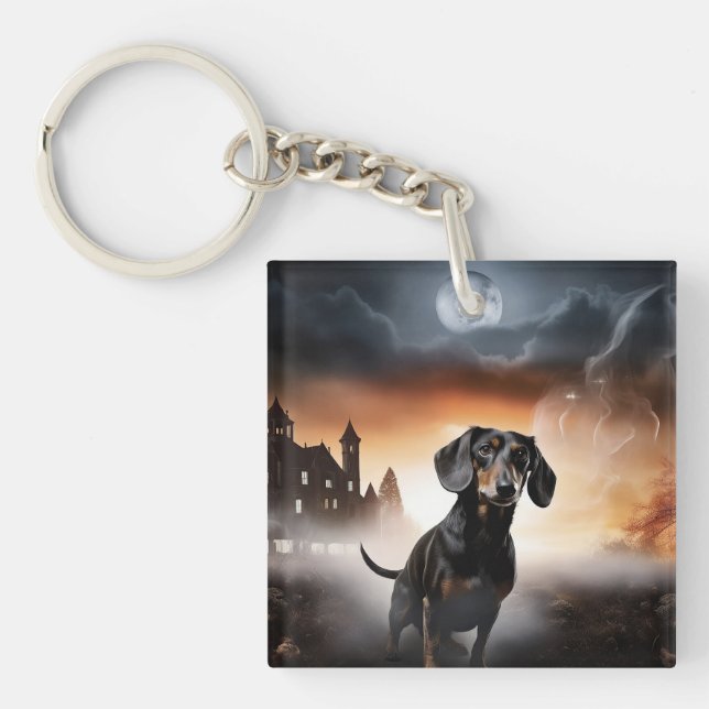 Dachshund Halloween Scary Keychain (Front)