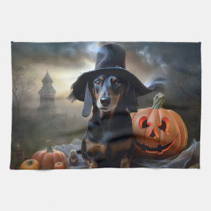 Dachshund Halloween Scary Kitchen Towel