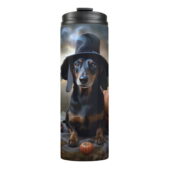 Dachshund Halloween Scary Thermal Tumbler (Front)