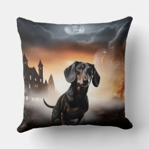 Dachshund Halloween Scary Throw Pillow