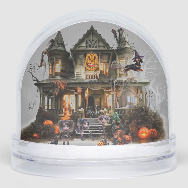 Dachshund Halloween Snow Globe (Front)