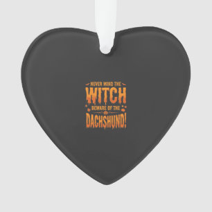 Dachshund Halloween Sorcière Avertissement Typogra