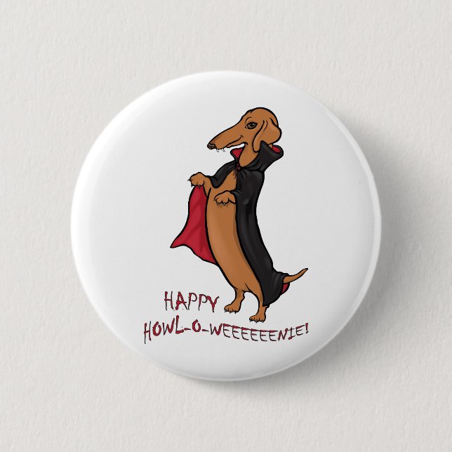 Dachshund Halloween Vampire 2 Inch Round Button (Front)
