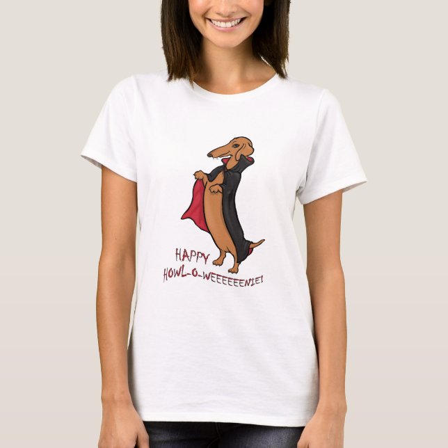 Dachshund Halloween Vampire T-Shirt (Front)