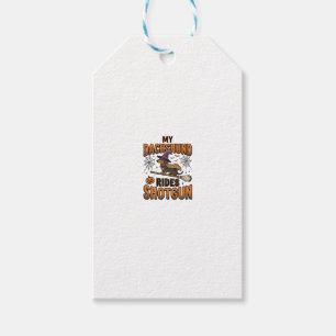 Dachshund Halloween Witch Broom Rides Shotgun Shir Gift Tags
