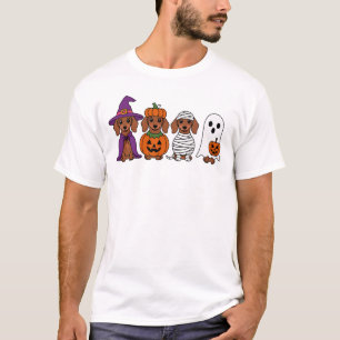 Dachshund Halloween Witch Pumpkin Mummy Ghost T-Shirt