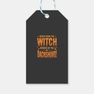 Dachshund Halloween Witch Warning Typography Vecto Gift Tags