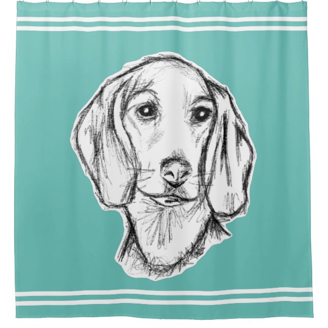 dachshund hand drawn sketch black white puppy dog  (Front)