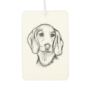 dachshund hand drawn sketch black white puppy dog  air freshener