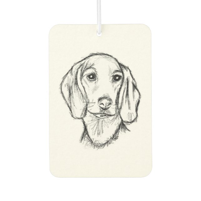 dachshund hand drawn sketch black white puppy dog  air freshener (Front)