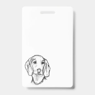 dachshund hand drawn sketch black white puppy dog  badge