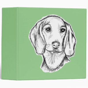 dachshund hand drawn sketch black white puppy dog  binder