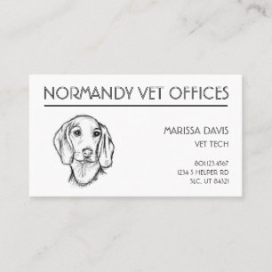 dachshund hand drawn sketch black white puppy dog business card