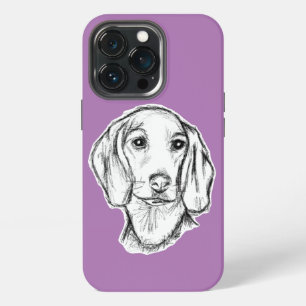 dachshund hand drawn sketch black white puppy dog  iPhone 13 pro case