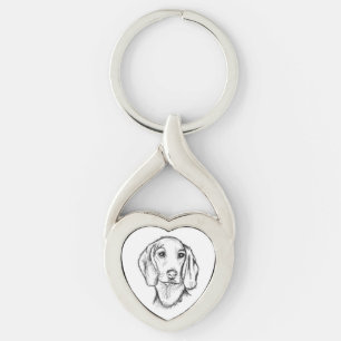 dachshund hand drawn sketch black white puppy dog  keychain
