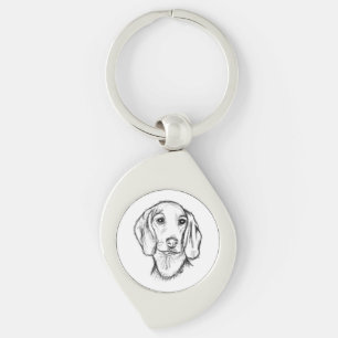 dachshund hand drawn sketch black white puppy dog keychain