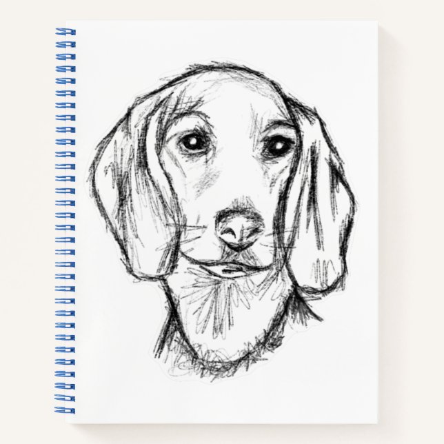 dachshund hand drawn sketch black white puppy dog  notebook (Front)
