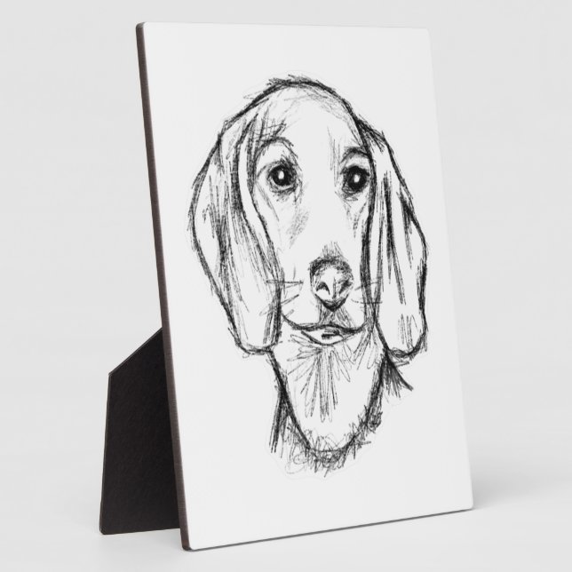 dachshund hand drawn sketch black white puppy dog  plaque (Side)