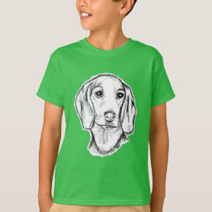 dachshund hand drawn sketch black white puppy dog  T-Shirt