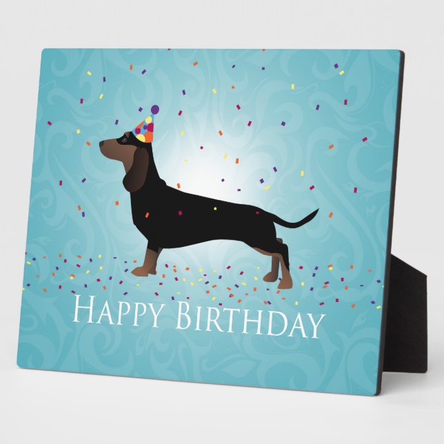 Dachshund Happy Birthday Design Plaque (Side)