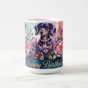 Dachshund Happy Birthday Illustration Coffee Mug