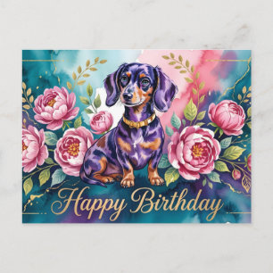 Dachshund Happy Birthday Illustration Postcard