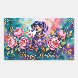 Dachshund Happy Birthday Illustration Sticker