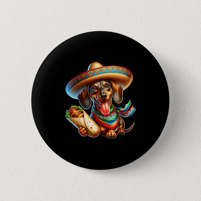 Dachshund happy cinco de mayo dachshund  2 inch round button (Front)