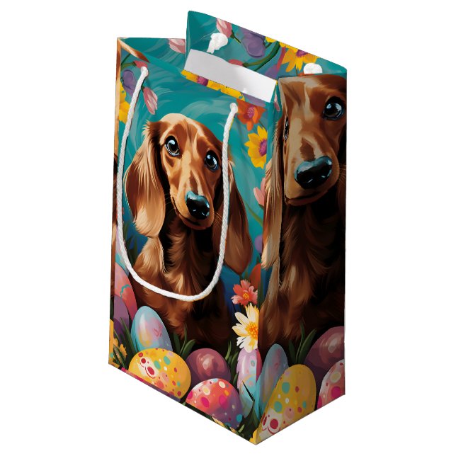 Dachshund Happy Easter Small Gift Bag (Back Angled)