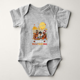 Dachshund Happy Hallothanksmas Halloween Thanksgiv Baby Bodysuit