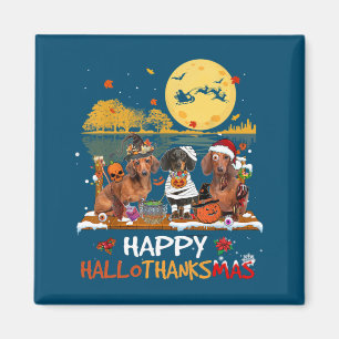 Dachshund Happy Hallothanksmas Halloween Thanksgiv Magnet