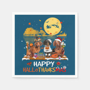 Dachshund Happy Hallothanksmas Halloween Thanksgiv Napkin
