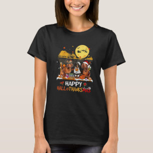 Dachshund Happy Hallothanksmas Halloween Thanksgiv T-Shirt