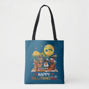 Dachshund Happy Hallothanksmas Halloween Thanksgiv Tote Bag