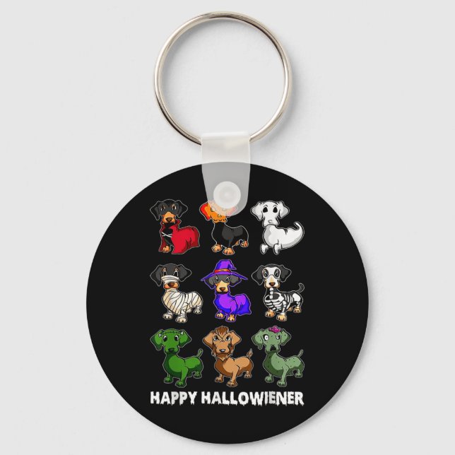 Dachshund Happy Halloweiner Fun Halloween Dogs Lov Keychain (Front)