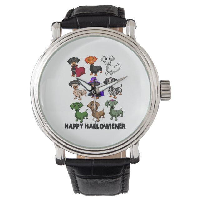 Dachshund Happy Halloweiner Funny Dog Halloween Watch (Front)