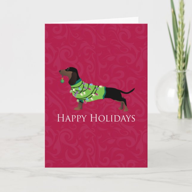 Dachshund Happy Holidays Design Holiday Card (Front)