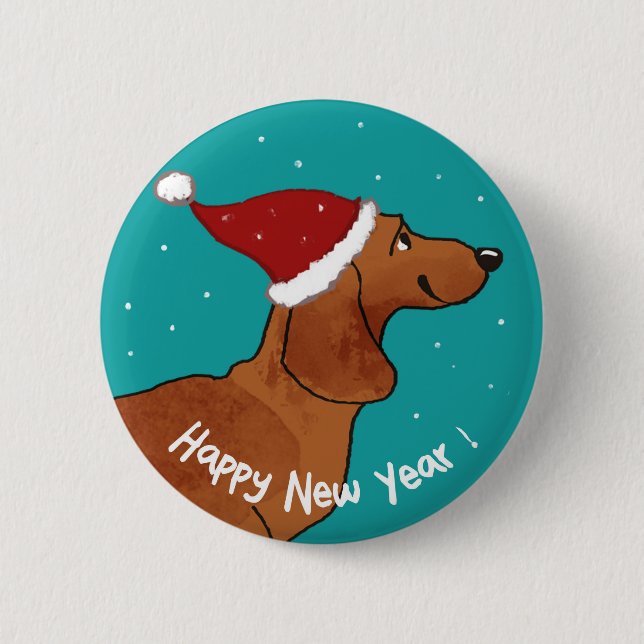 Dachshund Happy New year dog 2 Inch Round Button (Front)