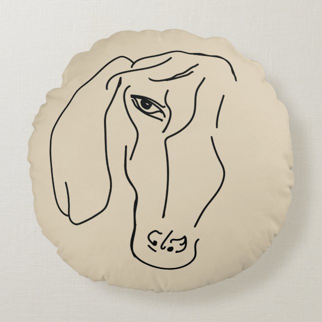 Dachshund Head, Art Drawing coussin (Devant)