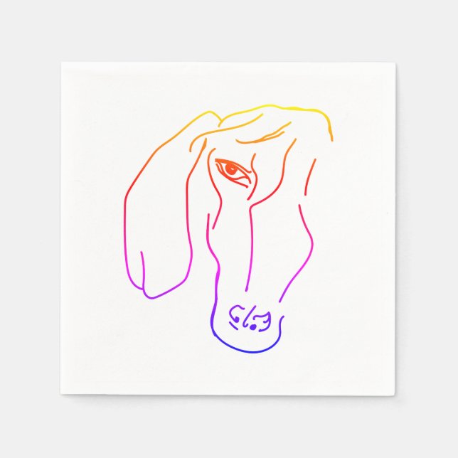 Dachshund Head, Art Drawing  Paper Napkins (Front)