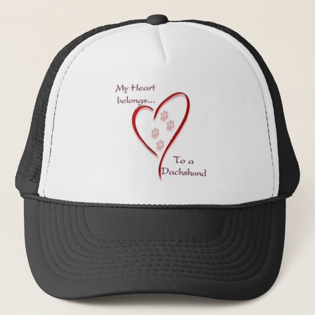 Dachshund Heart Belongs Trucker Hat (Front)